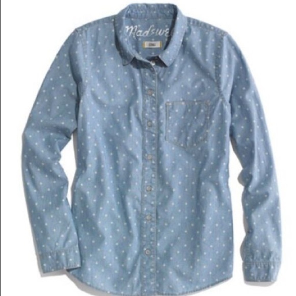 Madewell polka dot chambray shirt